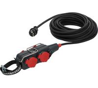 Brennenstuhl Ciabatta multipresa professionale con cavo di prolunga, 4 prese, cavo da 15 m, colore nero, uso cantiere e uso esterno permanente, IP54, presa a 45°