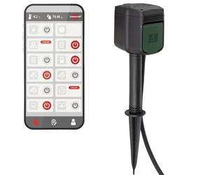 Brennenstuhl Connect - Presa WiFi da giardino, 2 prese, con picchetto e piastra di montaggio (2,4 GHz, compatibile con Alexa e Google Assistant, timer con programma giornaliero e settimanale, 3 m