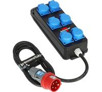 Brennenstuhl Distributore di corrente portatile BSV P (cavo da 2 m, 6 prese 230 V/16 A, spina CEE 400 V/16 A, uso cantiere e uso permanente in esterni IP44, prodotto in Germania)