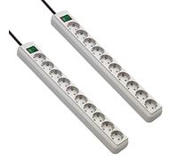 Brennenstuhl Eco-Line, Ciabatta elettrica a 10 prese (con interruttore e cavo da 3 m, particolarmente a risparmio energetico) (grigio chiaro | set da 2)