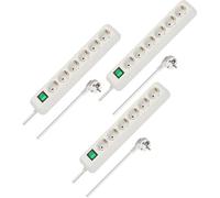 Brennenstuhl Eco-Line, Ciabatta elettrica a 6 prese, set da 2 prese multiple con protezione contro il contatto, interruttore e cavo da 3 m, colore: bianco