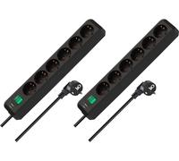 Brennenstuhl Eco-Line - Set da 2 ciabatta multipresa (multipresa con messa a terra con maggiore protezione da contatto, interruttore e cavo da 1,5 m, colore: nero