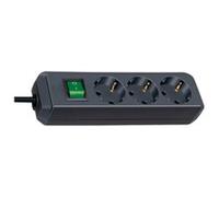 Brennenstuhl Presa multipla EL 3-FACH MS5-SW 3 prese Schuko, 5 m, con interruttore, nero