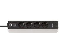 BRE 1153240126 - Steckdosenleiste Ecolor, 4-fach, USB-Ladebuchse, weiß / schwarz