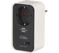 Brennenstuhl Ecolor, adattatore per presa elettrica con protezione da | Protezione da sovratensioni 13.500 A, USB C PD 20 W e USB A 18 W, presa multipla per dispositivi elettrici