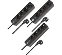 Brennenstuhl Ecolor - Ciabatta elettrica a 4 prese, set da 3 prese, con interruttore e cavo da 1,5 m, colore: Nero