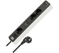 Brennenstuhl Ecolor - Ciabatta elettrica con 3 prese con orologio alla rovescia e USB A e C (striscia di alimentazione con 2 prese commutabili e 1 presa permanente, 3 timer indipendenti, interruttore