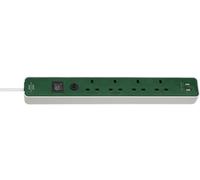Brennenstuhl Ecolor FB Prolunga 4 Prese con USB, 1.5m, Verde/Bianco