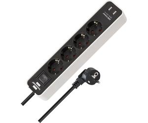 Brennenstuhl Ecolor Power Strip 4-fold with USB charging socket (Extension Lead