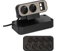 Brennenstuhl estilo Duplex Tischsteckdosenleiste, 2m, 2x Keystone Module, 10x Schutzkontakt-Steckdosen, silber/schwarz