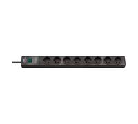 Brennenstuhl, Hugo 2m Multi-Socket Surge Protector con 8 prese universali, Nero