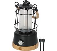 Brennenstuhl Lanterna da campeggio ricaricabile a LED Cal 1 AC (350lm, IP44, durata della luce fino a 75h, dimmerabile, ricaricabile USB C, luce esterna con corda di canapa e base in bambù)