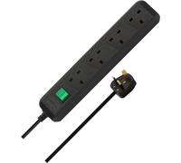Brennenstuhl - Multipresa 4 uscite a spina inglese, a risparmio energetico, cavo 1,5 m, colore: Nero