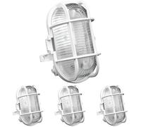 Brennenstuhl Plafoniera Ovale da Parete o Soffitto, Portalampada con Griglia in Plastica Resistente, Attacco E27, Max 60W, Applique per Interno & Esterno, IP44, Bianca (Confezione da 4)