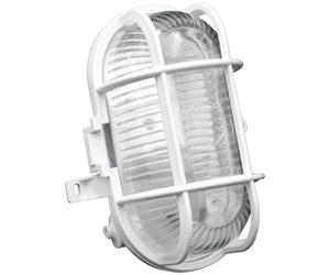 Brennenstuhl Plafoniera Ovale da Parete o Soffitto, Portalampada con Griglia in Plastica Resistente, Attacco E27, Max 60W, Applique per Interno & Esterno, IP44, Bianca