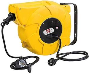 Brennenstuhl Pre-interruttore automatico IP44 / beben - Avvolgitore cavo automatico per esterni (cavo da 16+2 m, per montaggio a parete e soffitto, IP44) giallo
