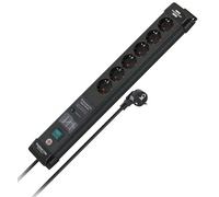 Brennenstuhl Multipresa 1951160401 – 6 prese, protezione da sovratensione, cavo 3 m, Nero
