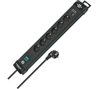 Brennenstuhl Premium Line - Ciabatta elettrica a 6 prese con USB C PD 30 W e USB A 18 W (Made in Germany, presa multipla con interruttore e cavo da 3 m, spina per montaggio a parete), colore: Nero