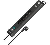 Brennenstuhl Premium-Line - Multipresa con 4 prese e 2 x USB C PD 65 W e USB A 18 W (Made in Germany, blocco multipresa con 3 m di cavo e interruttore, presa a parete) nero