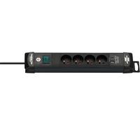Brennenstuhl Premium-Line - Multipresa con 4 prese e USB C PD 30 W e USB A 18 W (Made in Germany, blocco multipresa con 1,8 m di cavo e interruttore, presa a parete) nero