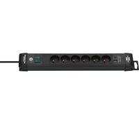 Brennenstuhl Premium-Line - Multipresa con 6 prese e USB C PD 30 W e USB A 18 W (Made in Germany, Multipresa con 3 m di cavo e interruttore, presa a parete) nero