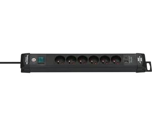 Brennenstuhl Premium-Line - Multipresa con 6 prese e USB C PD 30 W e USB A 18 W (Made in Germany, Multipresa con 3 m di cavo e interruttore, presa a parete) nero