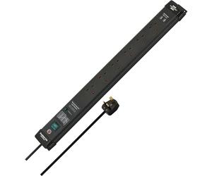 Brennenstuhl Premium-Line, prolunga a 6 vie con protezione da sovratensione, 60.000 A (caricatore USB e cavo da 3 m) - nero