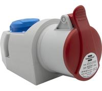 Brennenstuhl Presa elettrica a murata combinata CEE 400V/32A 5 poli + Schuko, presa industriale con coperchio, interno/esterno, officine, garage, industrie, IP44, 32A