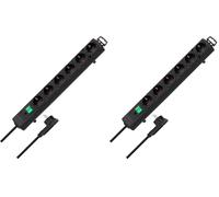 Brennenstuhl, Presa multipla Comfort-Line Plus con le linguette 6-posti nero 2m H05VV-F 3G1,5 (Confezione da 2)