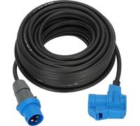 Brennenstuhl Prolunga CEE da campeggio, con spina CEE e giunto ad angolo retto, con presa combinata con messa a terra (cavo da 25 m in nero, 230 V/16 A, per uso esterno, prodotto in Germania)