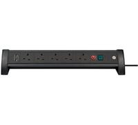 BRENNENSTUHL Prolunga Ufficio Premium FB, 5 Prese con USB, 3m, Nero