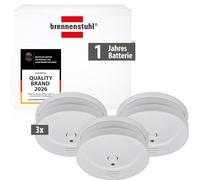 Brennenstuhl Rilevatore di fumo 1290080003 – Set 3 pz Bianco, con batteria sostituibile 85 dB