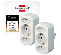 Brennenstuhl Set di 2 adattatori per presa a 3 prese con maggiore protezione touch