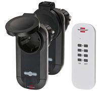 Brennenstuhl 1507030 Set Interruttore Radio Comfort-Line RC CE1 0201" IP44, 3 Pezzi, Nero e Bianco, 2 Funksteckdosen Außenbereich