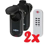 Brennenstuhl 1507030 Set Interruttore Radio Comfort-Line RC CE1 0201" IP44, 3 Pezzi, Nero e Bianco, 2 Funksteckdosen Außenbereich