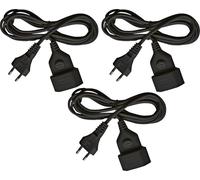 Brennenstuhl Set di 3 prolunghe in plastica (cavo di prolunga per interni, cavo da 5 m, con spina europea e accoppiamento) nero