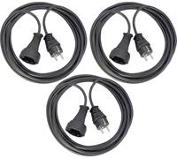 Brennenstuhl Set di 3 prolunghe in plastica di alta qualità con spina di protezione (cavo di prolunga per interni con cavo da 2 m) nero