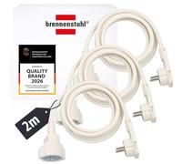 Brennenstuhl Set di 3 prolunghe in plastica di alta qualità con spina piatta (cavo di prolunga piatto per interni con cavo da 2 m), colore: bianco