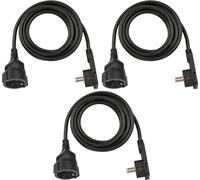 Brennenstuhl Set di 3 prolunghe in plastica di alta qualità con spina piatta (prolunga piatta per interni con cavo da 3 m), colore: nero