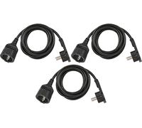 Brennenstuhl Set di 3 prolunghe in plastica di qualità con spina piatta (cavo di prolunga piatto per interni con cavo da 2 m), colore: nero