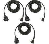 Brennenstuhl Set di 3 prolunghe in plastica di qualità con spina piatta (cavo di prolunga piatto per interni con cavo da 5 m), colore: nero