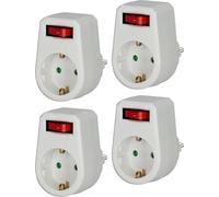 Brennenstuhl Set di 4 adattatori, presa di terra, con interruttore (spina intermedia con elevata protezione da contatto), bianco