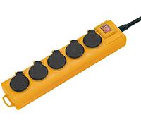 Brennenstuhl Super-Solid SL 554 - Presa multipla da giardino (5 prese, cavo da 2 m, con innesco, IP54), giallo