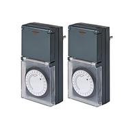 Brennenstuhl Timer MZ 44, Presa Meccanica Giornaliera (Protezione IP44, Elevata Protezione da Contatto, Copertura Protettiva), Nero (2 Pezzi)