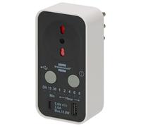 Brennenstuhl, Timer per ottimizzare il consumo energetico, presa multipla programmabile con 1 porta USB-C e 1 USB-A, IP20
