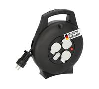 Brennenstuhl Vario Line avvolgicavo a 3 vie con presa USB/mini avvolgicavo per interni (avvolgicavo da interno con funzione di ricarica USB e cavo da 10 m, prodotto in Germania), nero