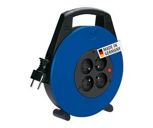 Brennenstuhl Vario Line - Pressacavo con 4 prese, mini beben - Cavo per uso domestico, cavo da 5 m, prodotto in Germania/nero/blu