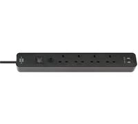 BRENNENSTUL Ecolor FB Prolunga con 4 Prese e USB, 3m, Nero
