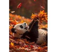 Brennora Kit Punto Croce Prestampato Panda che gioca 11CT Ricamo Kit Punto Croce Arte Adatto A Principianti per La Decorazione Domestica 40x50 cm