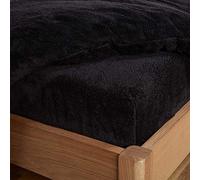 Brentfords Lenzuolo con angoli in pile orsetto, termico, caldo, morbido, lussuoso, soffice, comodo, per letto king size, colore: nero